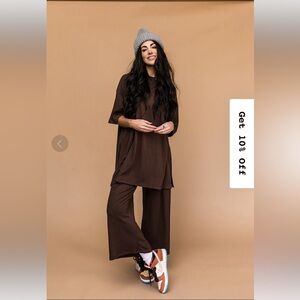 Dressed in Lala Lex Ribbed Playsuit in Mocha Women’s Sz X-Large